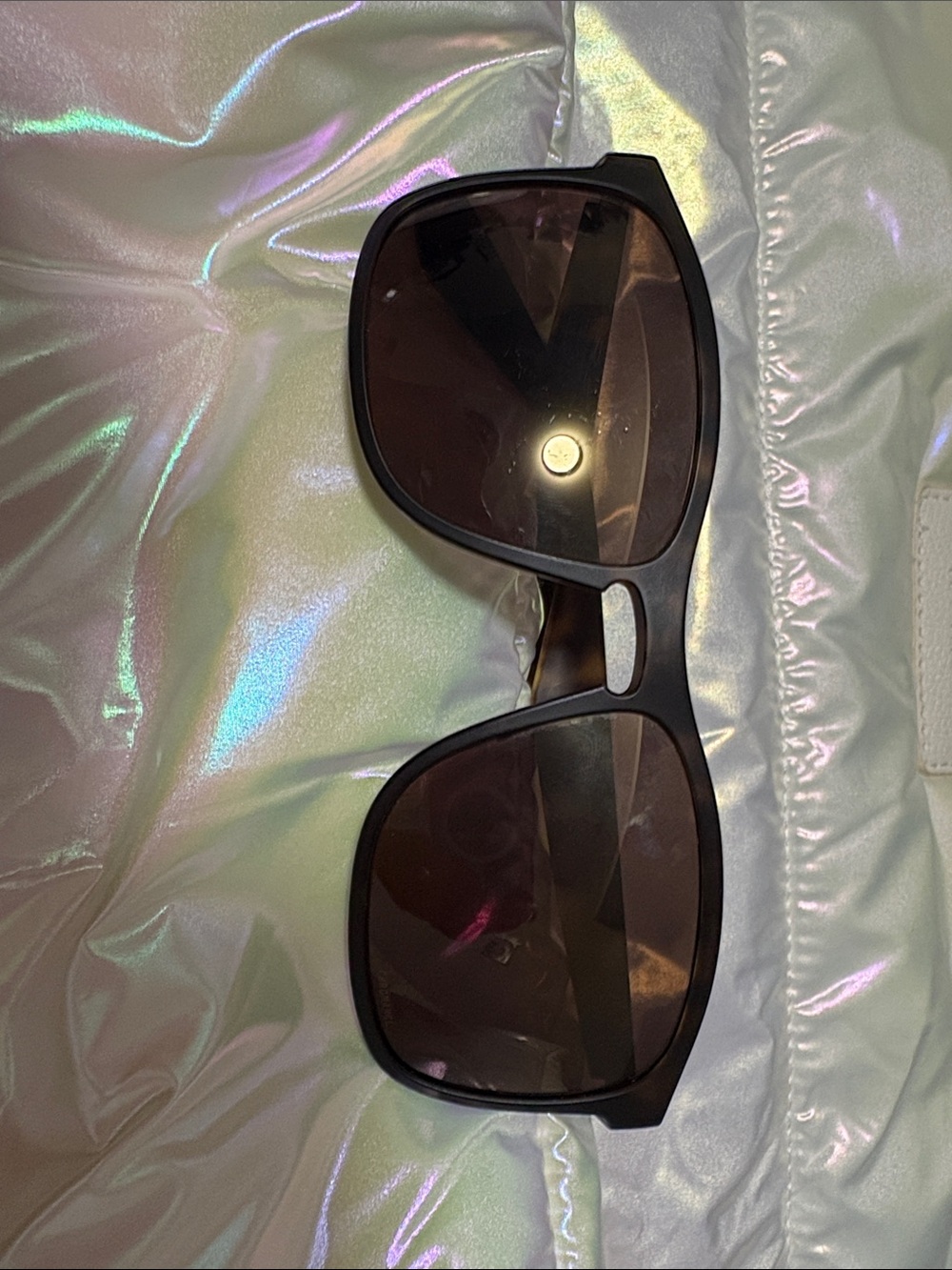 Ray-Ban Matte Black Oversized Square Sunglasses with Brown Lenses